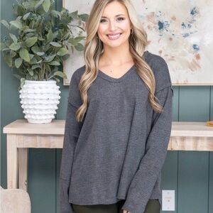 Cozy Gray Waffle Long Sleeve